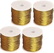 ORFOFE 4Rolls Elastic Cords for Crafts of Twine Ornament Strings for Wrapping for Packaging Bags and Boxes Durable and Versatile for Holiday Crafts