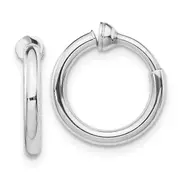 Sterling Silver Rh-Plated 2X14mm Non-Pierced Round Hoop Earrings