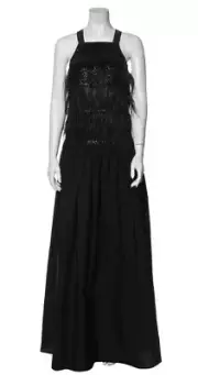NWT $4495 Brunello Cucinelli Sparkly Sequin Ostrich Feather Gown M