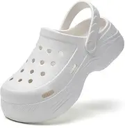 [FLIOZY] Women's Platform Gardener Clogs Shoes 2 Inch Heels Mules Clog Outdoor Lightweight Slip-On Garden Beach Pool Comfort Slippers