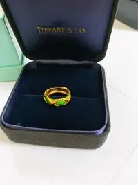 在飛比找Yahoo!奇摩拍賣優惠-Tiffany 18K絕版琺瑯戒