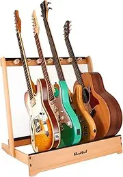 PenyPeal Guitar Stand Multiple Guitars, Guitar Rack Solid Beech Wood Folding Design, Removable Retainers for Guitar Bass Display and Guitar Case/Bag