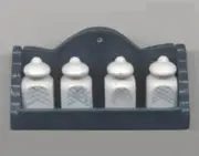 4 Spice Bottles And Rack Dollhouse Miniatures Kitchen 1:12 Scale