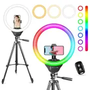 10'' RGB Ring Light with 50'' Extendable Tripod Stand, Circle Lights with Pho...