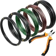 5 Roll Tree Training Wires 160 Feet Total with Bonsai Wire Cutter Anodized Aluminum Wire 1/1.5/2.0 mm Training Wire for Holding Bonsai Branches Small Trunks