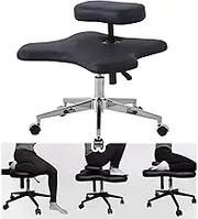 Chair, Ergonomic, Cross Legged Office Chair Kneeling Office Chair Black, Height Adjustable Cross Legged Chairs Without Backrest, Load Capacity 130KG/287lb