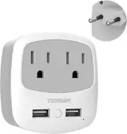 TESSAN European Travel Plug Adapter Europe Power Plug with 2 USB Ports no box