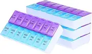 FRCOLOR Travel Day Pill Organizer Double Row Plastic Compartment Medicine Case Set of Am Pm Divided