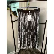 NEW Tory Burch Monogram Jacquard Knit Midi Skirt size L large