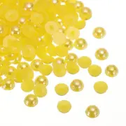 300pcs Flatback Pearls 12mm ABS Plastic Half Round Dome Pearls, Yellow