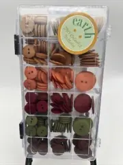 BUTTON BIN 240 EARTH TONE BUTTONS, CRAFTNG, SCRAP BOOKING, EMBELLISHING N/U