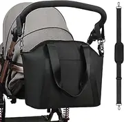 Nursery Bag for Mum, Pram Diaper Bag, Waterproof Mother Storage Bag, Mummy Bag, Diaper Bags, Shoulder Strap with Large Capacity for Travel Clothes, Wet Wipes, black, Siehe Beschreibung