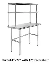 Stainless Steel Overshelf Table, Commercial NSF Certified Prep Station