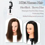 US 100% Human Hair Mannequin Head Hairdresser Manikin Cosmetology Training Doll