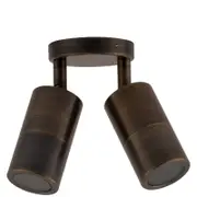 CLA Lighting GU10 Exterior Wall Pillar 2-Light Adjustable Spot Light (Rustic Brass) IP65