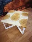 White Square Epoxy Resin Coffee Table Kitchen Slab Countertop Wood Garden Decors