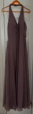 AZAZIE Tessie Chiffon A-Line V-Neck Dress-Color-Vintage Mauve-US A8-Brand New-US