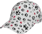 [pvinnk] Love Cat Paw Heart Puppy Foot Print Print Stylish Hat Headwear Hat Baseball Cap Adjustable Snapback Hat for Men and Women Black, Black, One Size