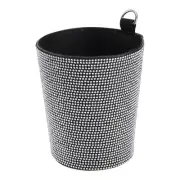 Car Trash Can Portable Air Vent Rhinestone Faux Leather Trash Bin White 1 Pcs