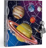 eeBoo: Space Journal - Includes Lock & Keys, 176 Lined Pages, Stetch & Take Notes, 6.25 x 5.5, Foil Cover Solar System-Themed Diary, Kids & Teens