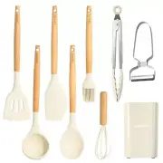 Kitchen Tool Set 9 Pieces Silicone Cookware Spatula Ladle etc. Beige CAROTE