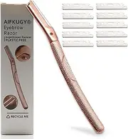 Eyebrow Razor, AIFKUGY® Eyebrow Razor for Women, Eyebrow Trimmer with 10 Blades, Face Razor for Eyebrows and Facial Hair, Rose Gold