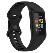 Integrate Silicone Watchband For Fitbit Charge 6/5/4/3, Watch Strap with Case Cover Black