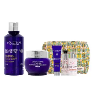 【L’Occitane 歐舒丹】蠟菊精華保濕組(精華露200ml+精華霜50ml 送機能乳10ml/抗老/化妝水/保濕霜/母親節)