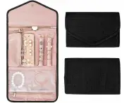 Foldable Travel Jewellery Organiser, Leather Jewellery Storage, Jewellery Rolls, Portable, Storage Bag for Jewellery, Jewellery Roll Organiser Bag f