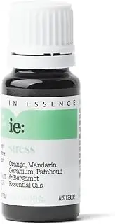 In Essence Stress Essential Oil Blend - Orange, Mandarin, Geranium, Patchouli & Bergamot Essential Oil Mixed Blends for Massage, Vaporiser and Oil Diffuser - 10ml
