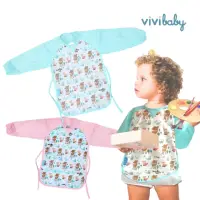 在飛比找momo購物網優惠-【VIVIBABY】防水畫畫衣 圍兜兩件組 小鹿森林(嬰幼兒