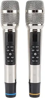 Wireless Microphones, Metal Handheld Cordless Dynamic Mic System with Rechargeable Receiver, Built in Reverb, Microphone Set for Karaoke, Singing, Wedding, DJ, Party, Speech