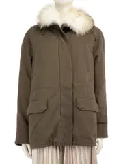 ARMY Yves Salomon Khaki Fox Fur Lined Parka Coat