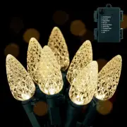 2PC C6 Led Christmas String Lights, 60 Led 20FT Battery Operated Strawberry Ligh