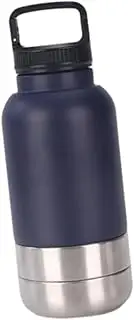 Insulated Dog Water Bottle with 2 Detachable Bowls Stainless Steel, Dog Food Travel Container Water Bottle Dispenser, Blue