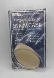 Vtg Crystal Acrylic Showcase Coaster Oval Paperweight Frame Needlework Photo Art