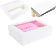 14X10X4" 10 Pack Large Rectangle Cake Boxes Cake Boards White Cake Boxes Quarter