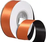 YASEO Double-Sided Two-Tone Ribbon, 20 Yards 1 Inch Double Faced Black and Dark Orange Satin Ribbon for Halloween, Thanksgiving Gift Wrapping and Party Decor