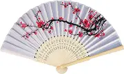Delicate Cherry Blossom Design Folding Fan Favours Silk Folding Hand Fan Wedding Favours Gifts Favours Gifts Fan Girls Ladies Church Wedding Gift Party Favours DIY Decoration Music Festival Party Parade Performance Wedding Dancing