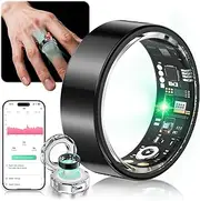 New Upgraded Smart Ring【JZ5.0 Chip & 0 Measurement Error】 IP68 Waterproof | Smart Ring Women & Men For Sports Time, Distance, Calories Black 8#