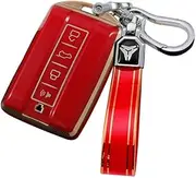 ontto TPU Car Key fob Cover Keyring Fit for Great Wall GWM WEY Tank 300 500 Tank300 Tank500 Smart Key case Holder Shell Bag Keychain Protection Auto Accessories 4 Buttons Red