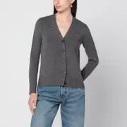 ['S Max Mara] Grey wool cardigan M White