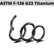 16G 5/16" IMPLANT GRADE Black TITANIUM Segment Clicker Ring Nose Ear Lip hoop