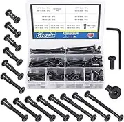 Glarks 141Pcs M6x16/ 20/25/ 30/35/ 40/45/ 50/55/ 60/65/ 70/75/ 80mm Black Hex Drive Socket Cap Bolts Kit, Countsunk Furniture Crib Bolts Nuts Screws for Chair Table Cabinets