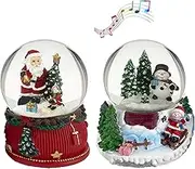 Koncenttop Christmas Snow Globe, 2pcs 100mm Water Globe, Musical Santa Claus Snow Globe, Snowman Christmas décor
