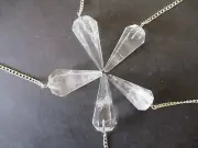 Solid Clear Quartz with Silver Chain Precision Pendulum Healing Crystal Gemstone