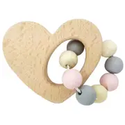 Hess Spielzeug Wooden 9.5cm Rattle Heart Play Toy Baby/Infant 0m+ Natural Pink