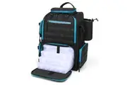 Lixada Fishing Backpack Waterproof Fishing Tackle Storage Bag with 4 Trays and Rain Cover (Black & Blue)