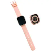 Silicone Candy Watchband with Case for Apple Watch S8 Ultra-Pink