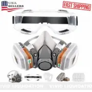 Respirator Half Face Gas Mask with Safety Glasses Filters Painting Chemical Vape
